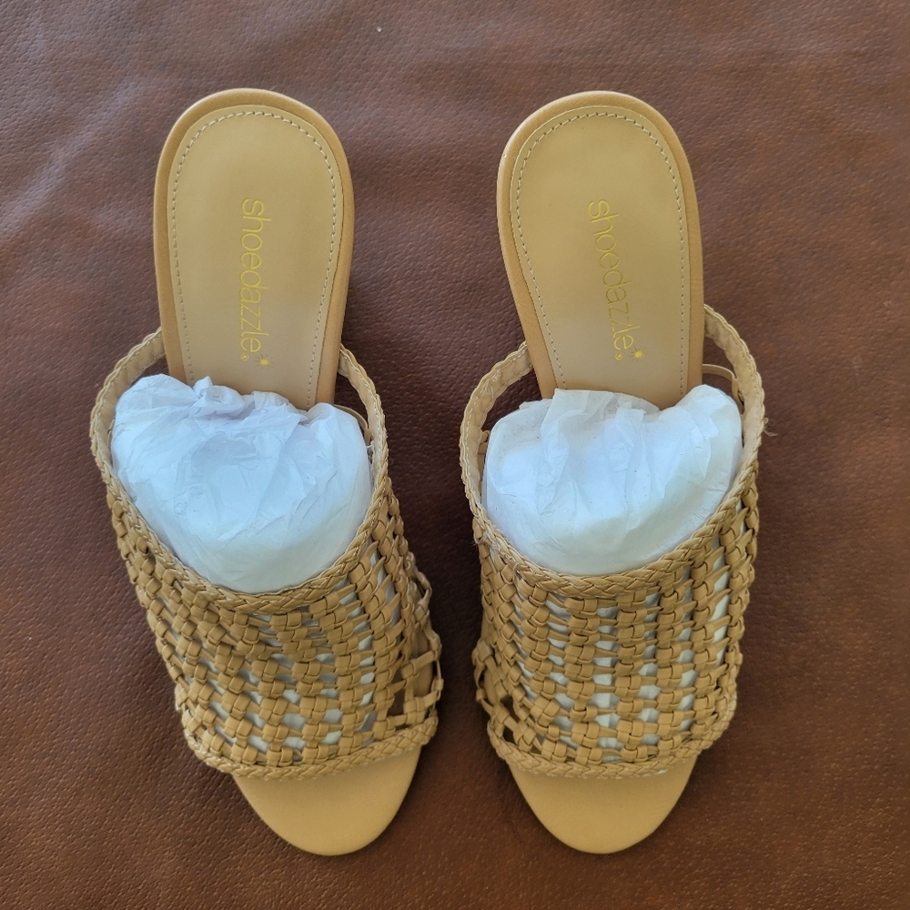 Gold Woven Slide Sandals - Picture 2 of 9
